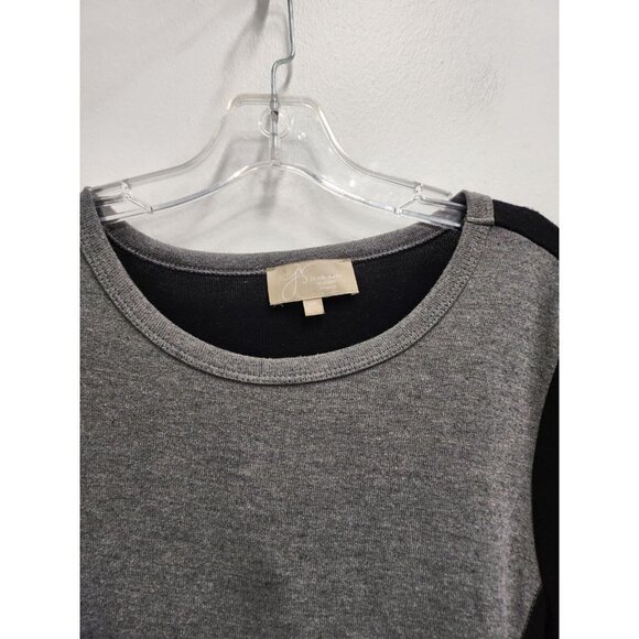 Joan Vass Womens Tunic Top Size 0X Gray Black Colorblock Brushed Knit Casual - Picture 2 of 7